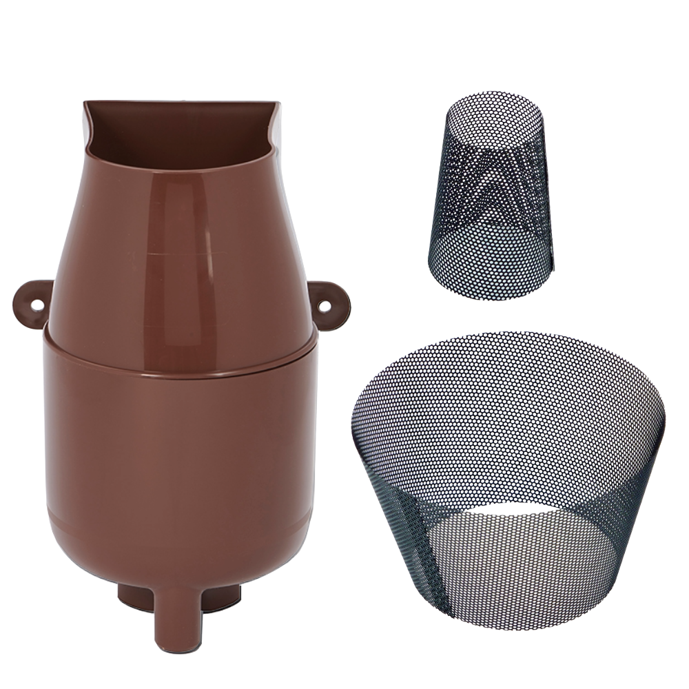 Gutter Mate Diverter & Filter in Brown & Fine Mesh Insert Bundle