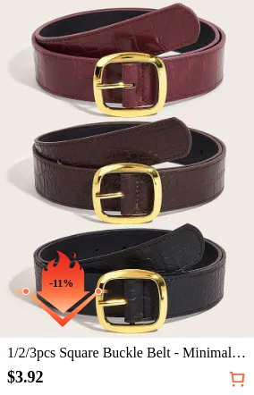 1/2/3pcs Square Buckle Belt -...