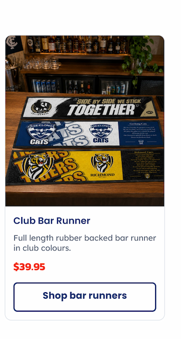 Three AFL Bar Runners on a Home Bar