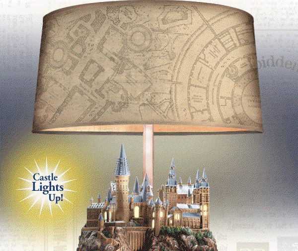 Fabric Shade Reveals Marauder's Map. Expertly Handcrafted and Hand-Painted.