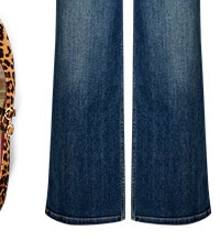 Wide Leg Jeans With Leopard Print Scarf And Pocket Detail
