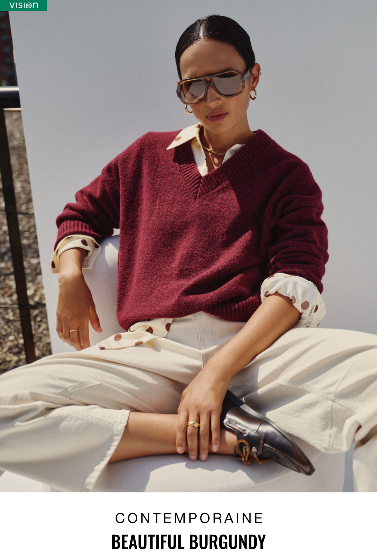 Beautiful Burgundy. Woman wearing a burdundy sweater.