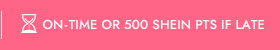 ON-TIME OR 500 SHEIN PTS IF LATE