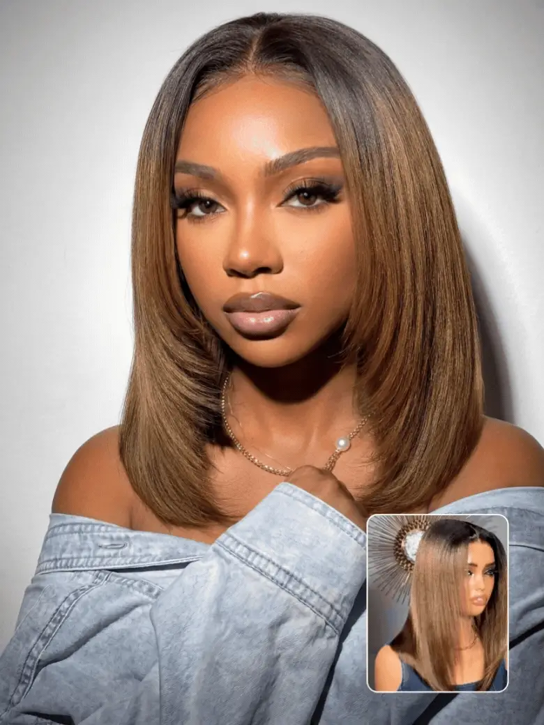 Sunber 7x5 Bye-Bye Knots Ombre Chestnut Brown Put On and Go Yaki Straight Lace Wig Flash Sale