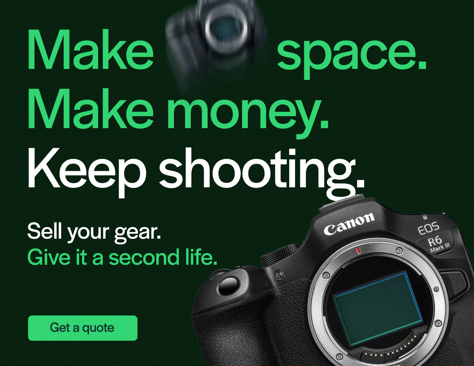 Make space. Make money. Keep shooting. Sell your gear & give it a second life.