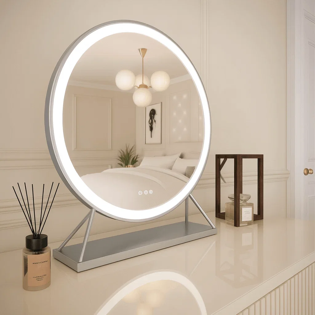 Image of Isla Round Silver LED Mirror – 60cm Diameter