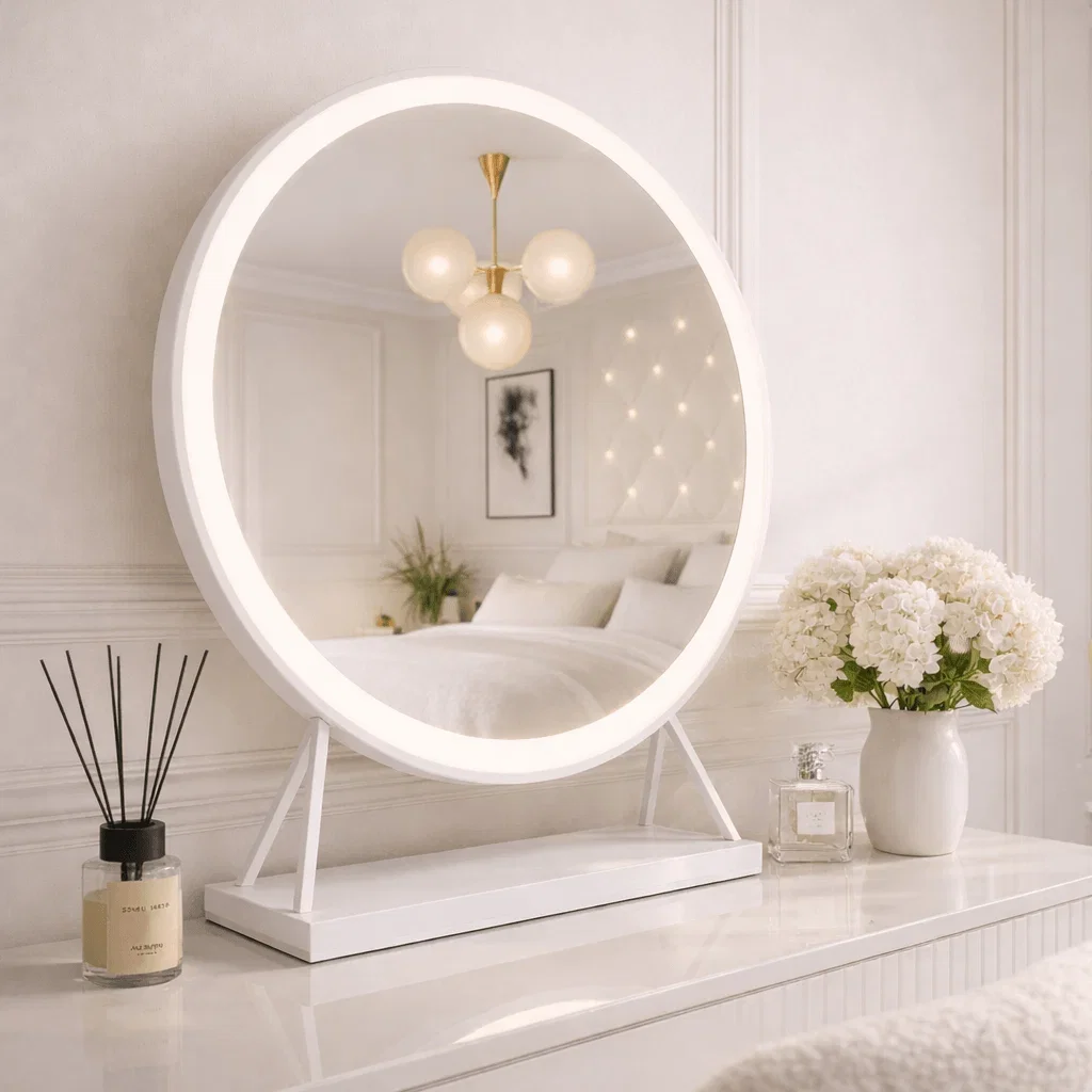 Image of Marilyn Round Hollywood Mirror White 60x67cm