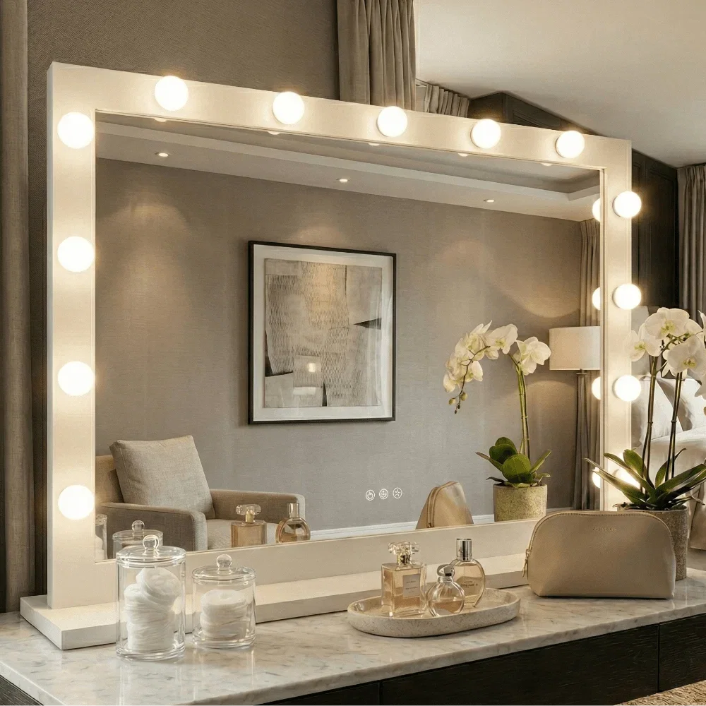 Image of Audrey Hollywood Mirror White 100x80cm