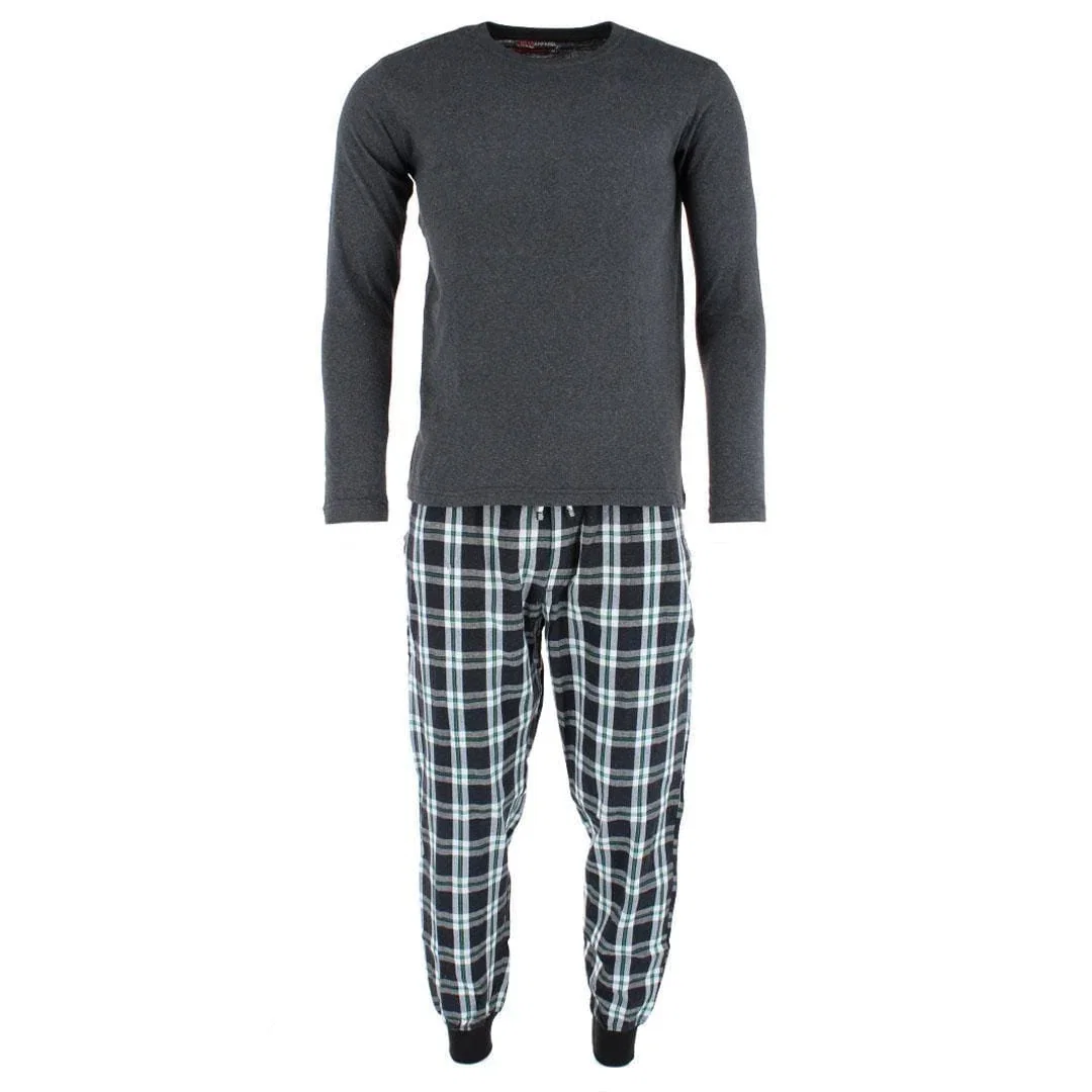 Image of Ten West Apparel Men's Plaid Jogger and Long Sleeve Pajama Set