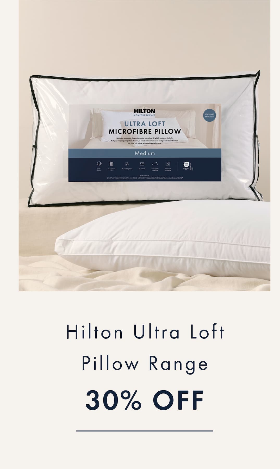 30% Off Hilton Ultra Loft Pillow Range