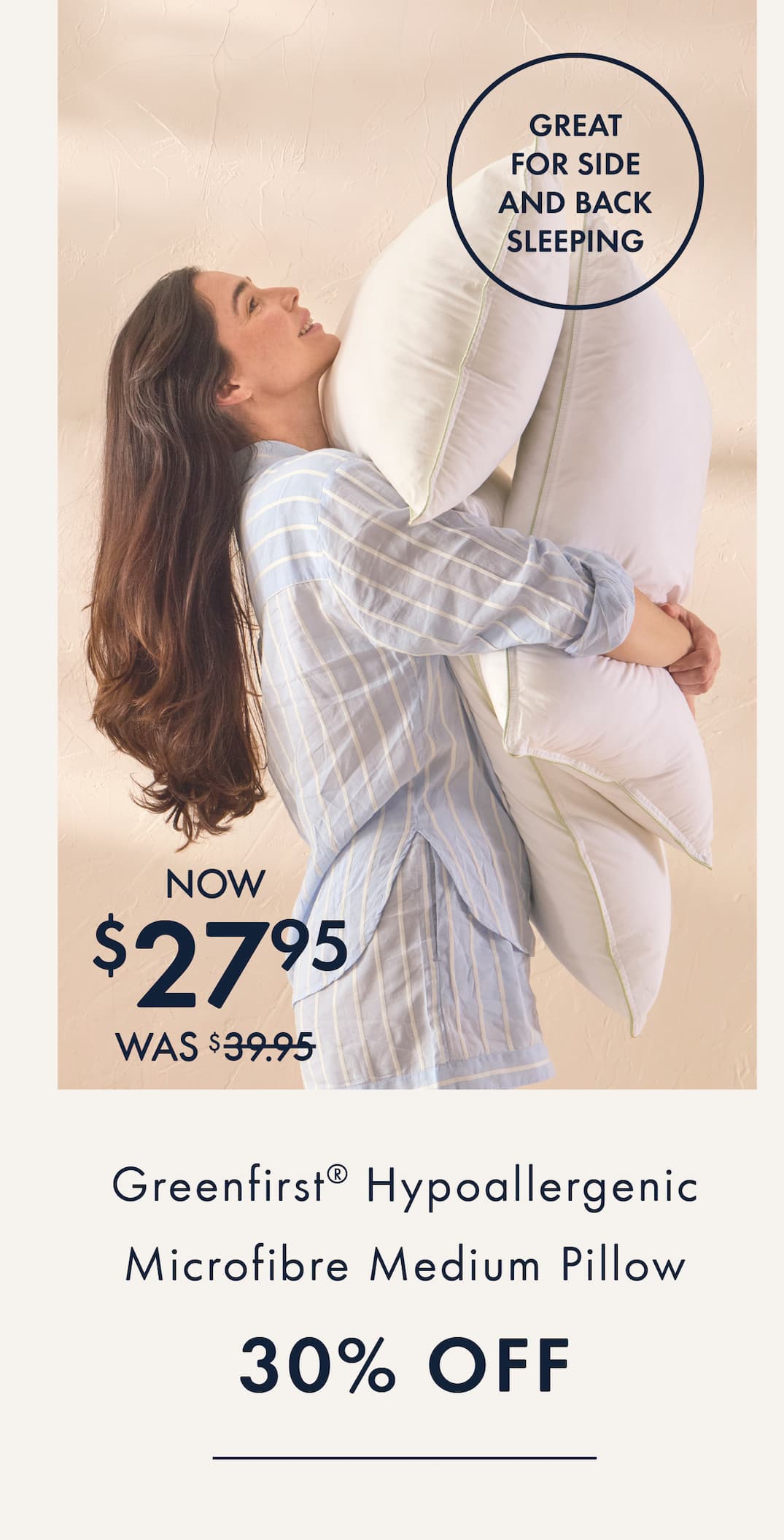 Hypoallergenic Microfibre Medium Pillow