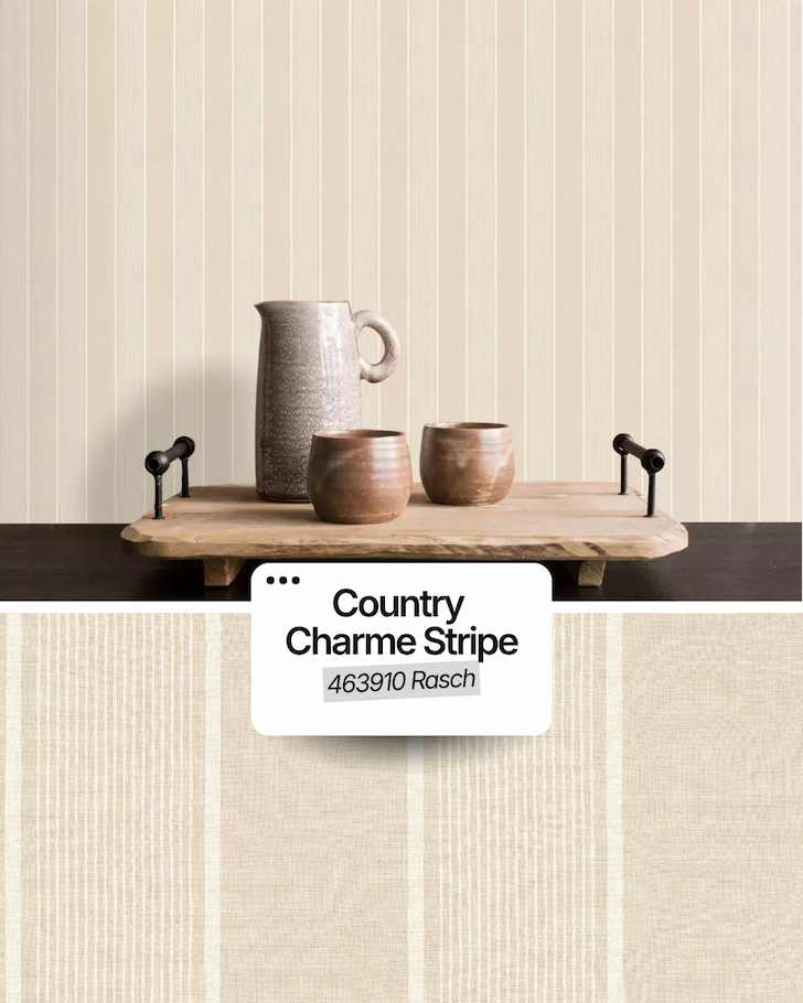 Country Charme Stripe Wallpaper Cream Rasch 463910