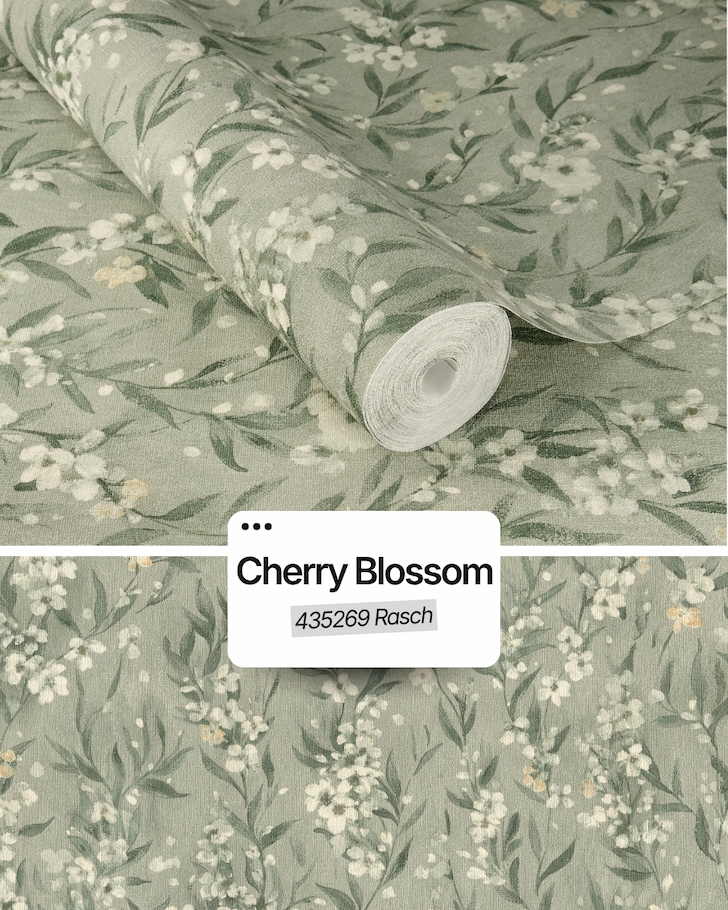 Cherry Blossom Wallpaper Sage Green Rasch 435269
