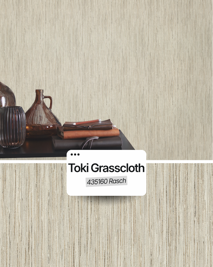 Toki Grasscloth Wallpaper Grey / Beige Rasch 435160