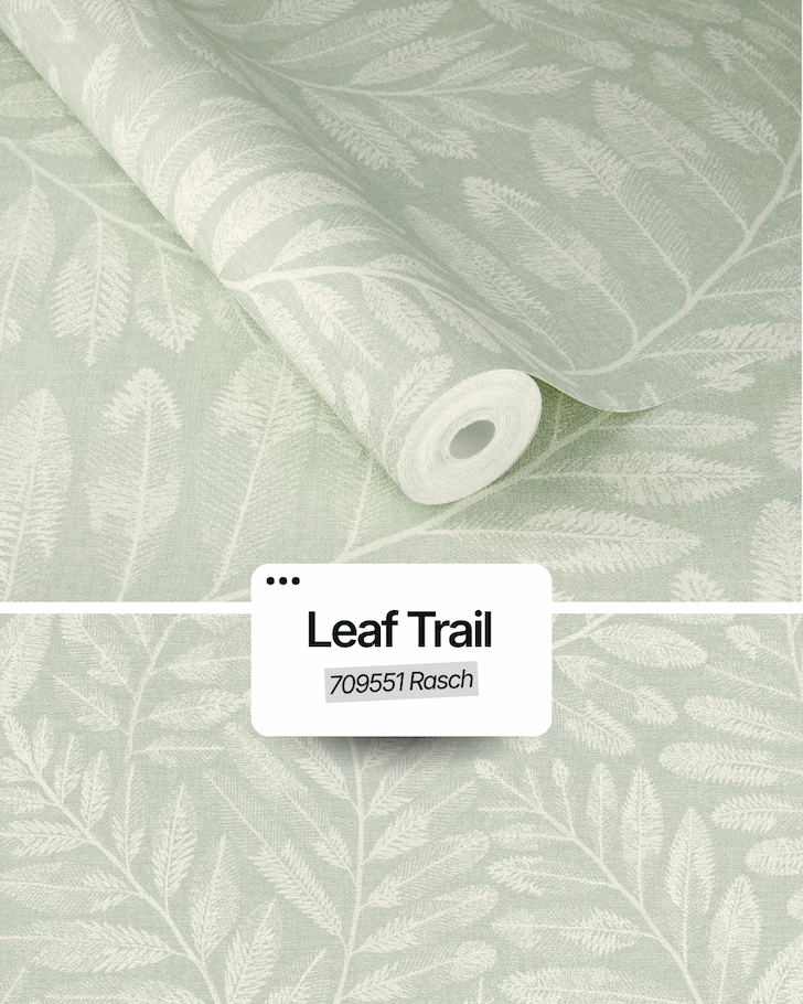 Leaf Trail Textured Wallpaper Green Rasch 709551