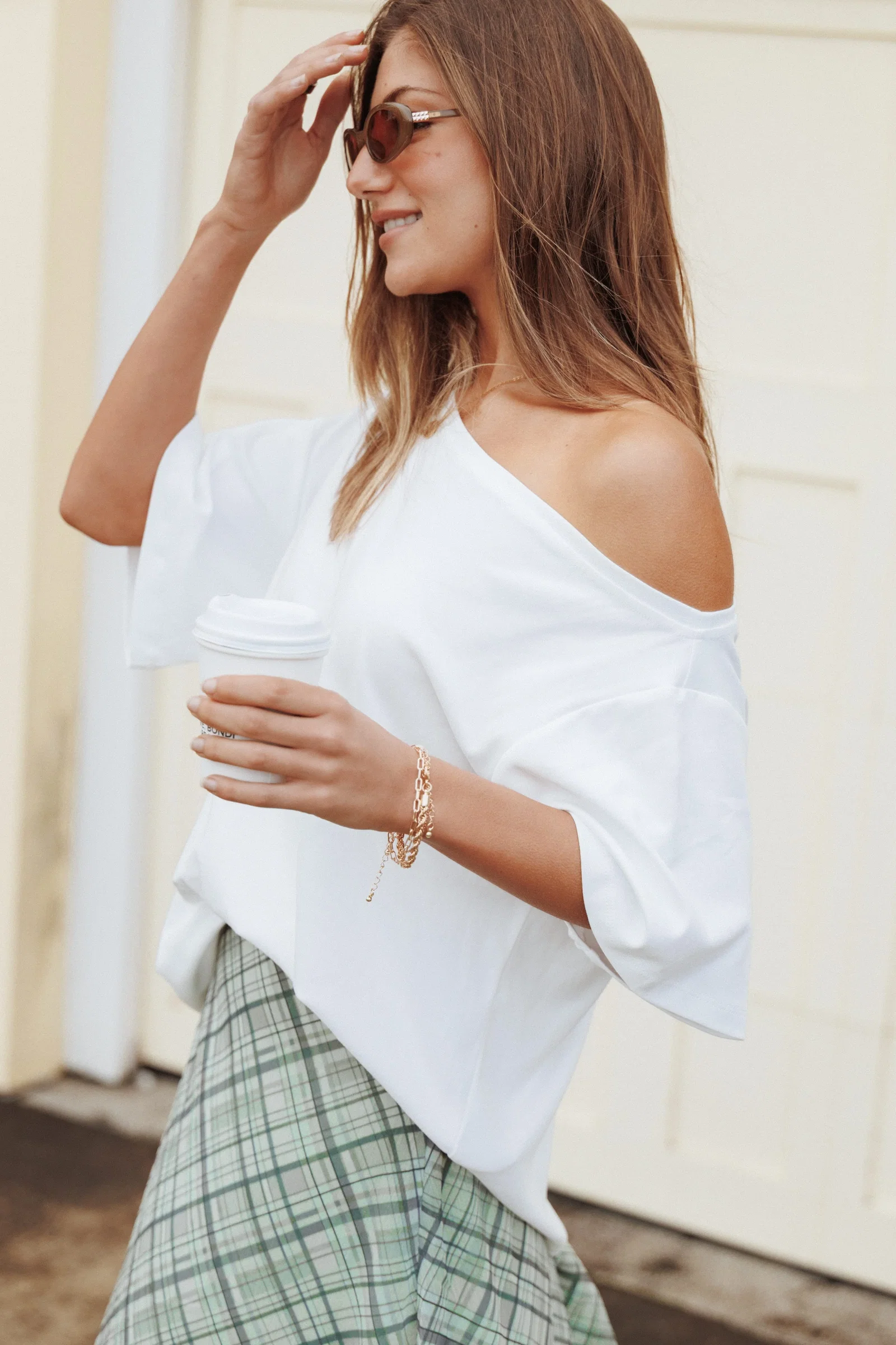 Image of Rylan One Shoulder Tee - White