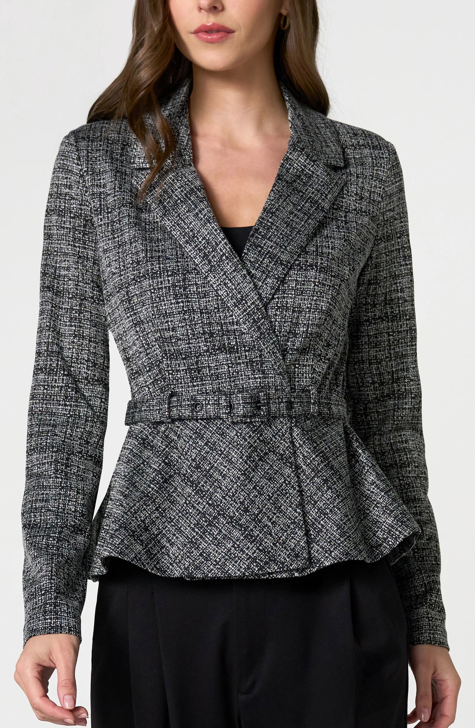 Image of BELTED PEPLUM BLAZER