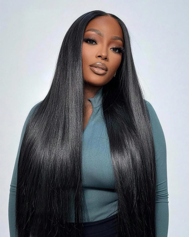 Arabella 13x6 Three-Go™ Glueless Wig Silky Straight With Drawstring Natural Black 100% Human Hair Wig