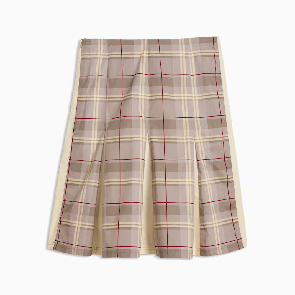 T7 Pleated Tartan Women's Midi Skirt