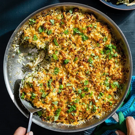 Skillet Chicken, Zucchini, and Cheesy Rice