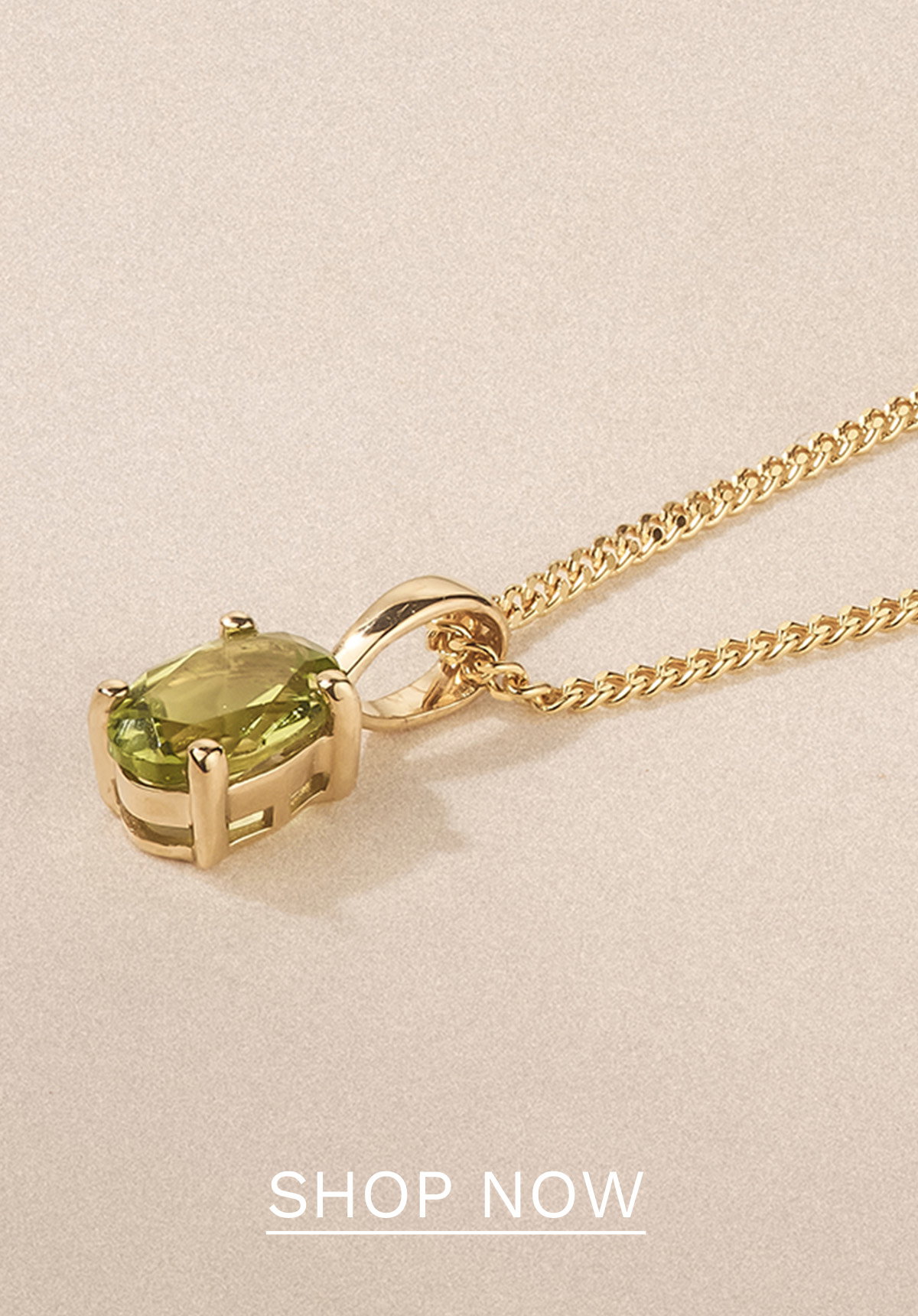 Peridot 7 x 5mm 9K Yellow Gold Pendant Necklace
