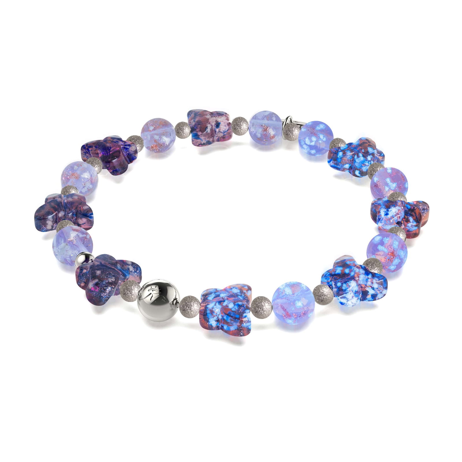 Image of Veloura | Firefly Glass Butterfly Bracelet & Hammered Silver Bracelet