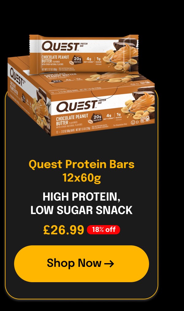 Quest Protein Bars 12x60g High protein, low sugar snack £26.99 18% off Shop Now