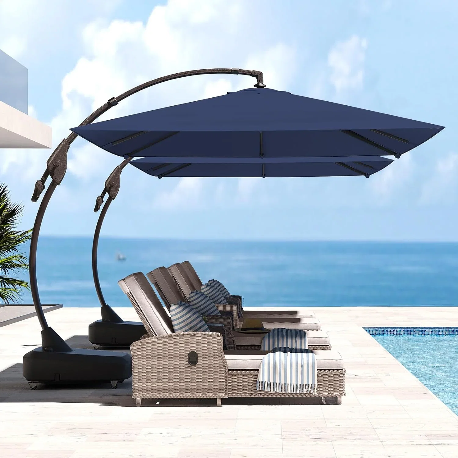 Grand Patio Large Rectangular Cantilever Umbrellas Easy Tilt, with Base and Umbrella Cover