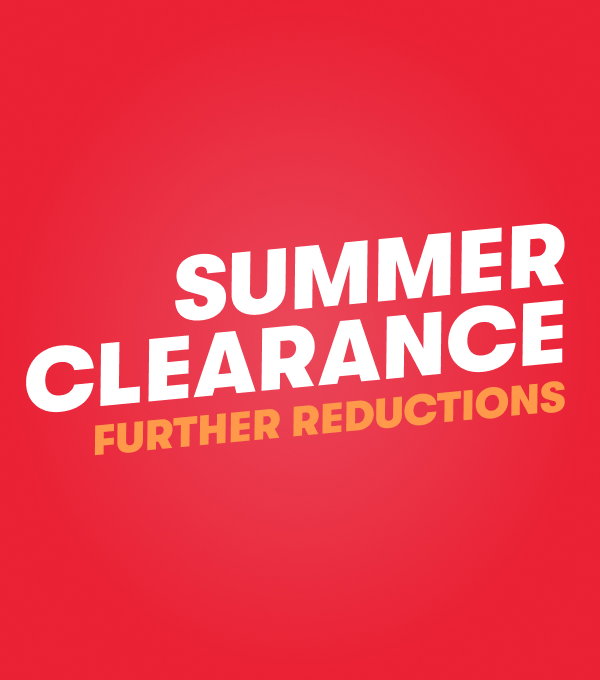 Red graphic that says,'Summer Clearance, further reductions'.