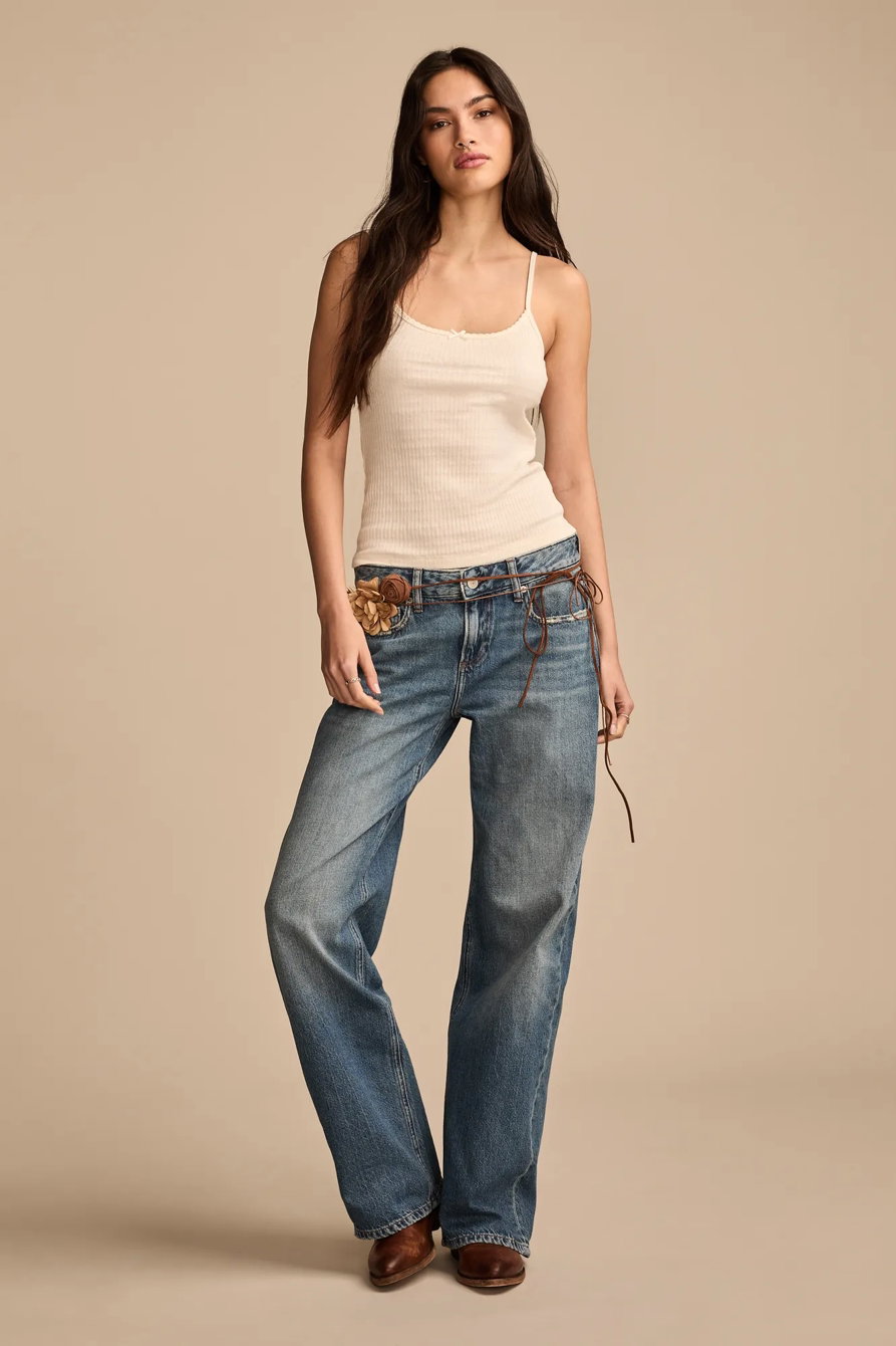 Image of Lucky Brand Baggy Wide Leg - Women's Pants Denim Wide Leg Jeans in Timeless Cobalt Wash