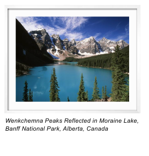 Wenkchemna Peaks Reflected in Moraine Lake, Banff National Park, Alberta, Canada