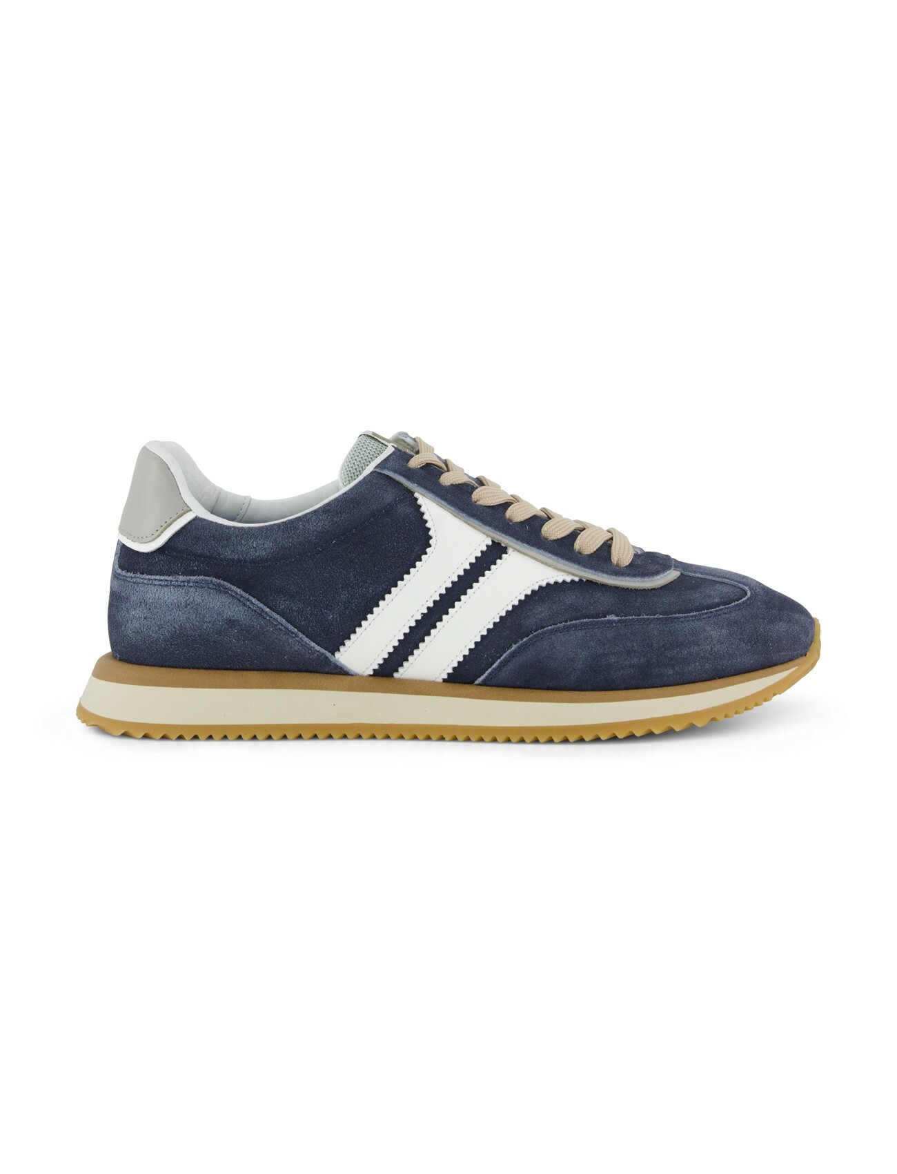 blauw witte sneakers gestreept Giorgio met beige zool
