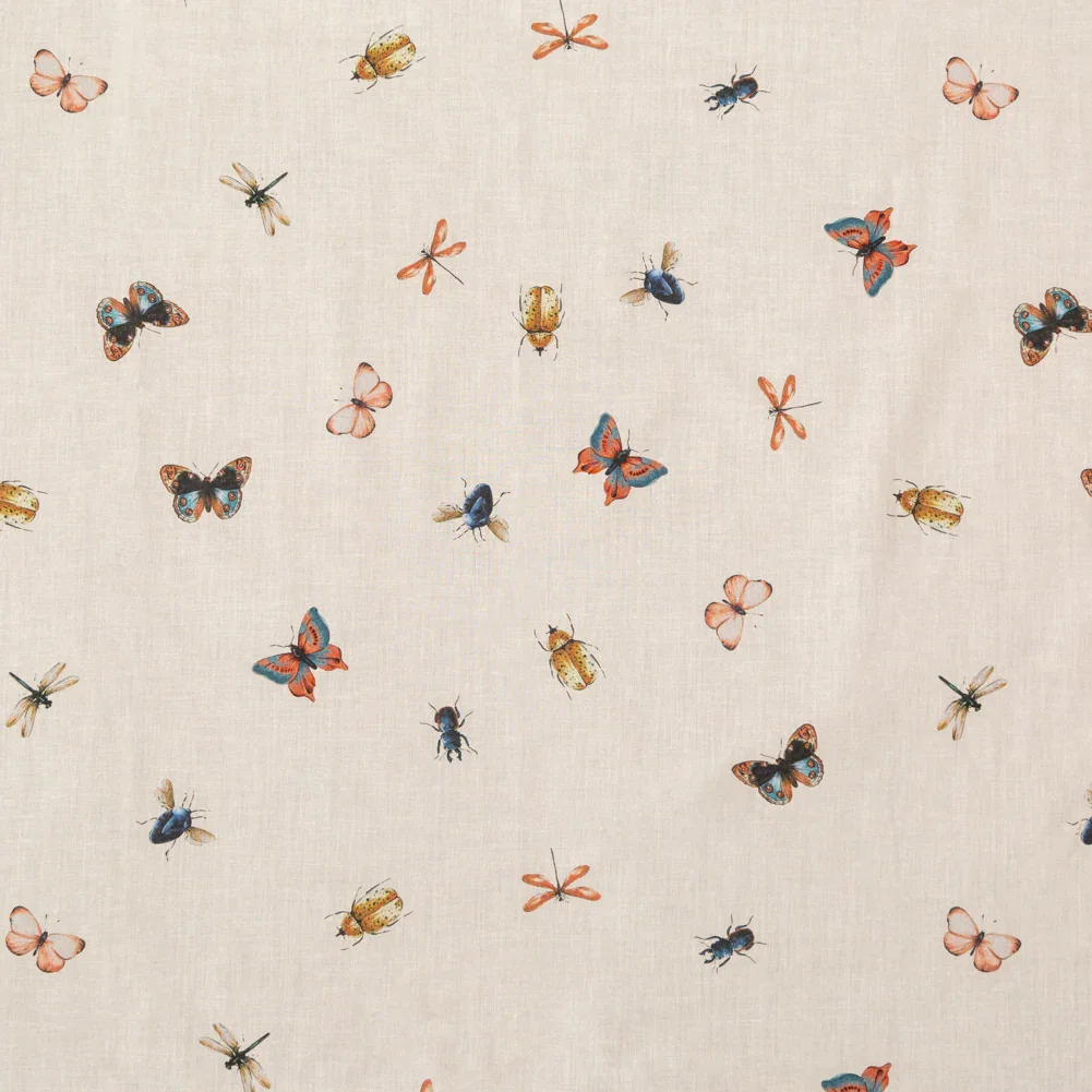 Image of Cotton Voile - Cream Insects - Butterfly Effect Print - Mood Exclusive Harvest Collection