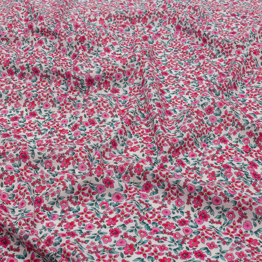 Image of Cotton Voile - Pink Floral - Botanical Stroll Print - Mood Exclusive Secret Garden Collection