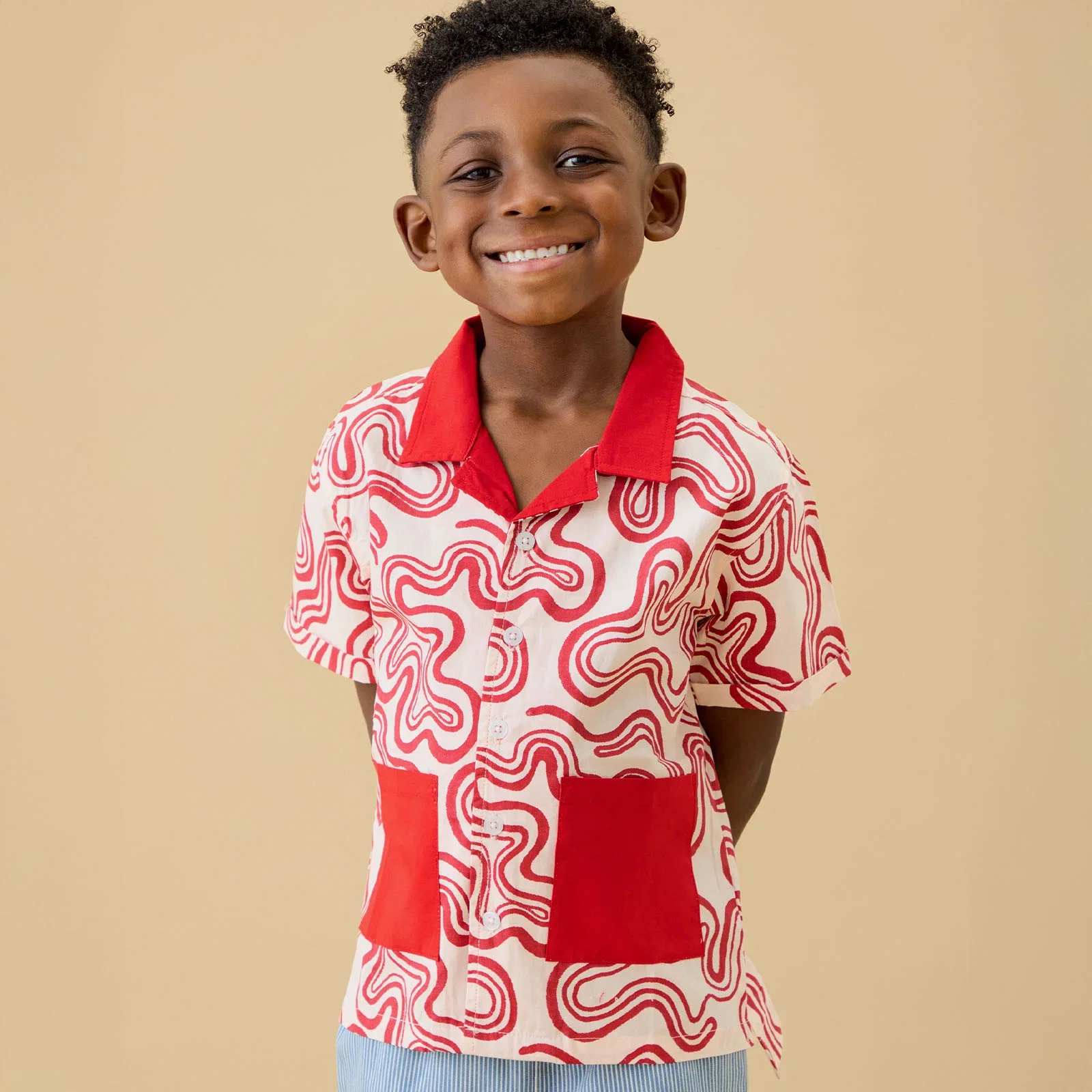 Image of KIDLY by MORI Red Print Cotton Shirt