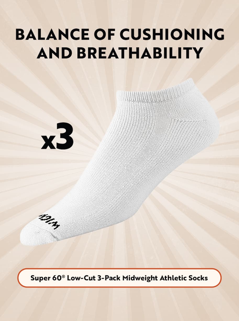 Super 60 Low-Cut 3-Pack Midweight Athletic Socks
