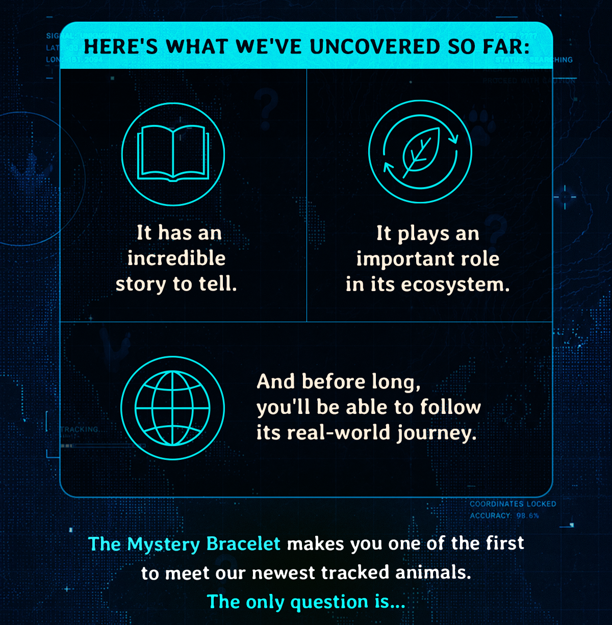 Here's what we've uncovered so far: It has an incredible story to tell. It plays an important role in its ecosystem.