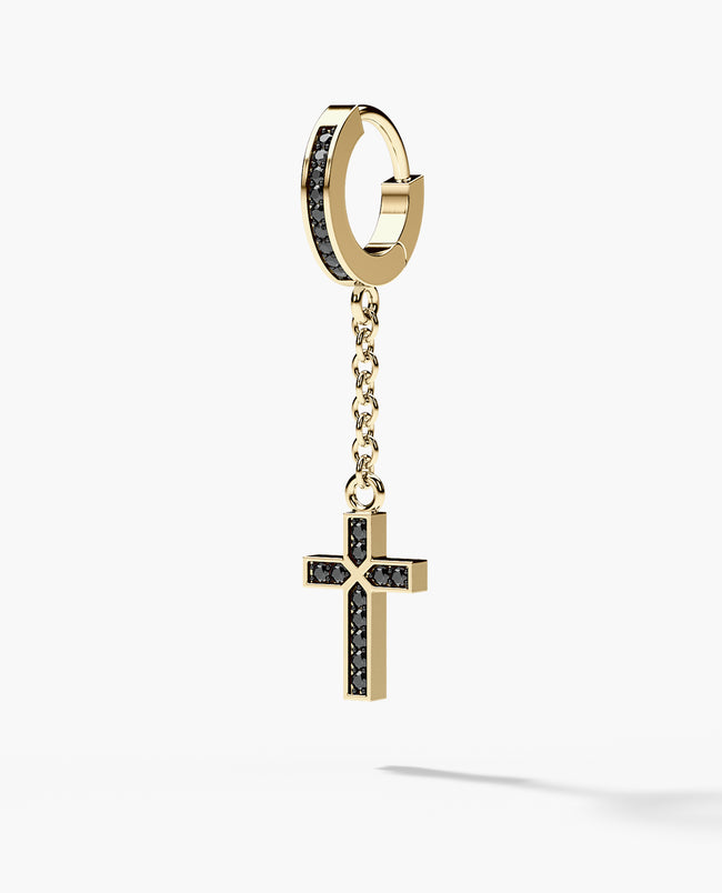 gold-dangle-cross-hoop-earring-with-0-12ct-black-diamonds
