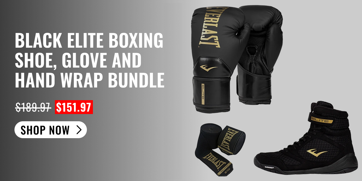 Black Elite Boxing Shoe, Glove and Hand Wrap Bundle | Shop Now
