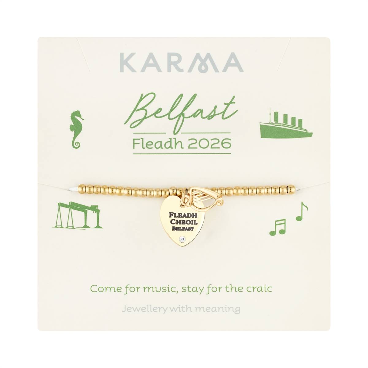 Karma Gold  Stainless Steel Fleadh Heart Bracelet