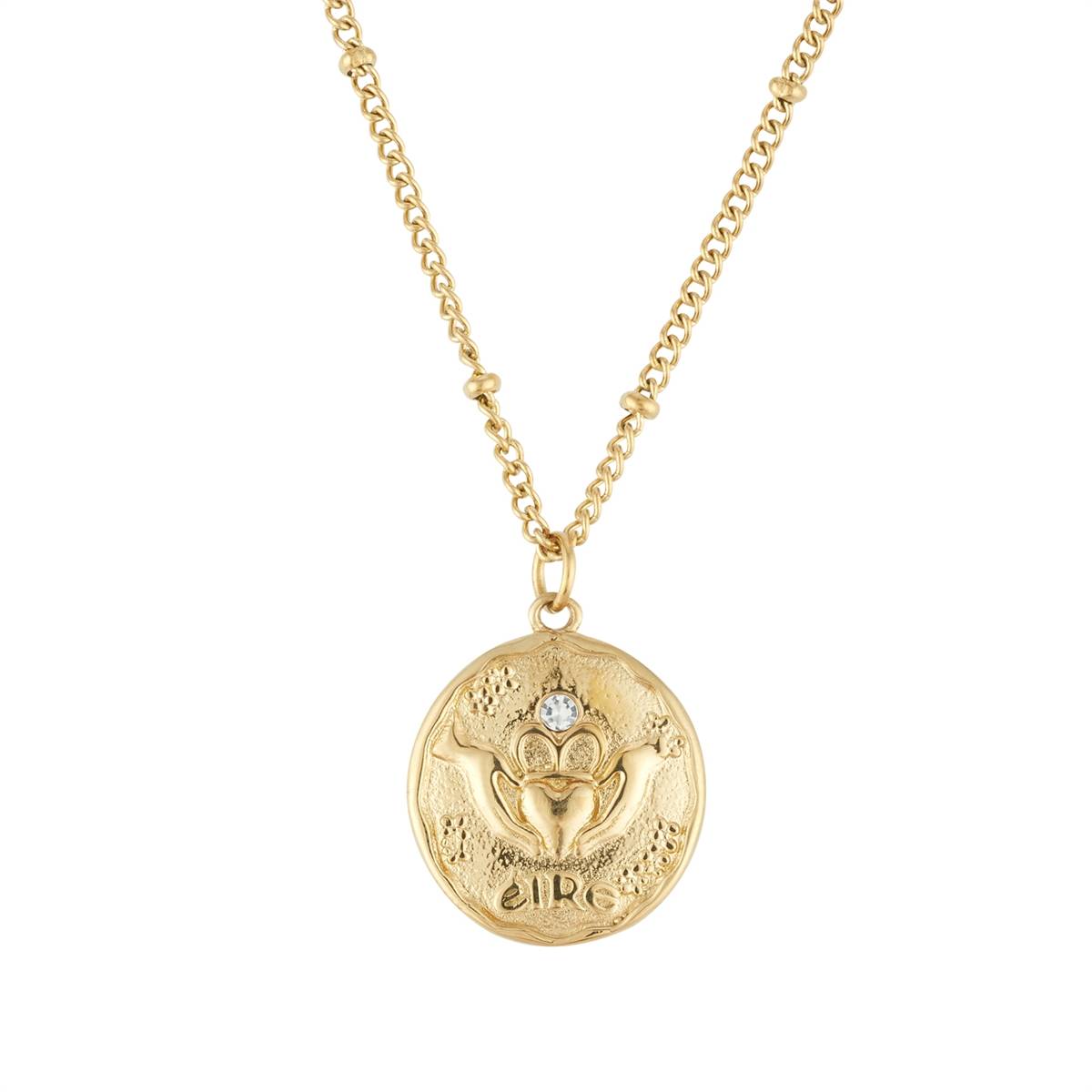 Over & Over Gold 14kStainless Steel Claddagh Coin Necklace