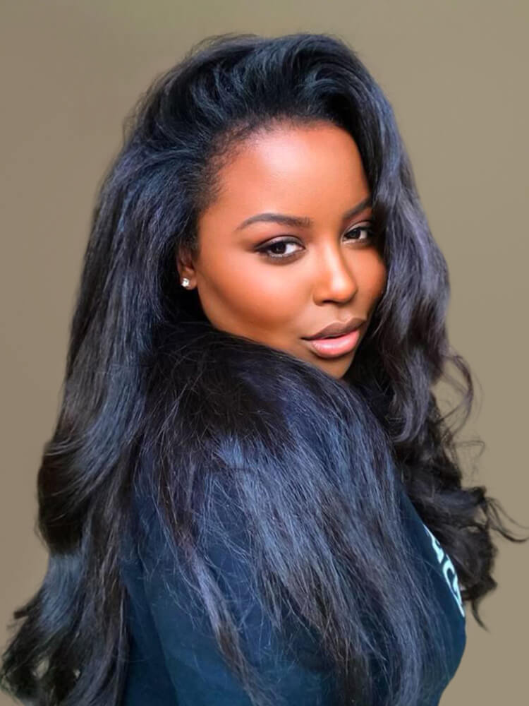Kinky Straight Half Wig With Draw-String For Beginners