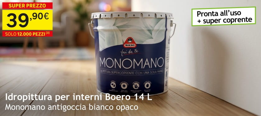 Idropittura per interni Boero 14 L 39,90 € solo 12000 pezzi
