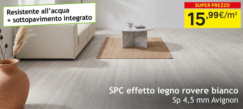 SPC effetto legno rovere bianco 15,99 €/m2