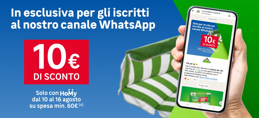In esclusiva per gli iscritti al nostro canale WhatsApp 10 € di sconto solo con Homy su una spesa minima di 60 €