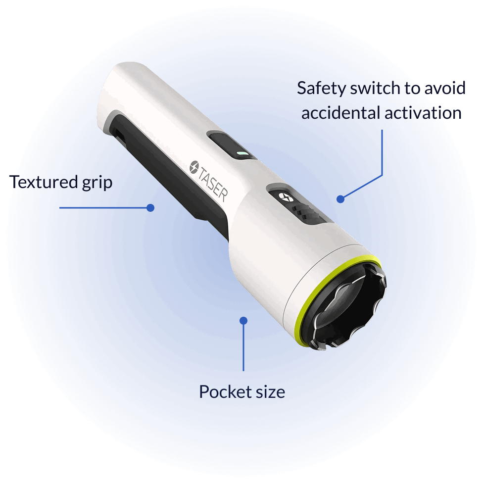 Safety switch to avoid accidental activation - Textured grip - Pocket size
