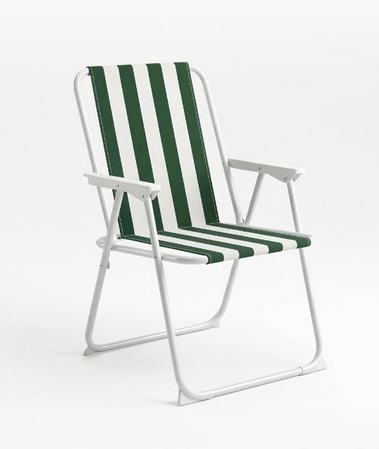 Green & White Folding Metal Beach Chairs - Pack of Two