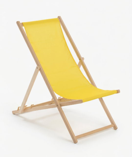 Yellow Folding Wooden Deck Chair