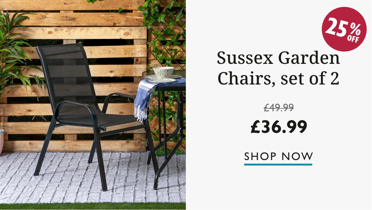 2 piece Sussex Black Garden Armchairs