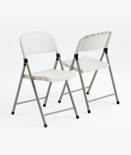 White Steel Folding Trestle Chairs - Pack of Two